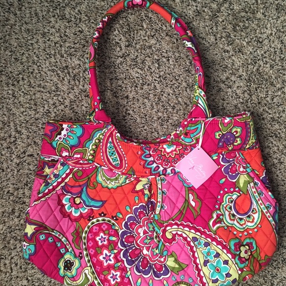 Vera Bradley Handbags - Vera Bradley Pink Swirls pleated shoulder bag NWT